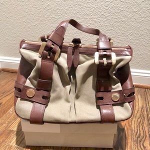 Michael Kors Brown leather and canvas handbag
